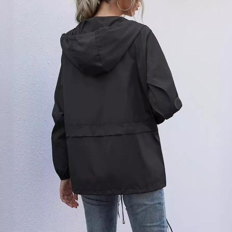 Giacca impermeabile leggera da donna, ripiegabile, con cappuccio, per escursionismo,