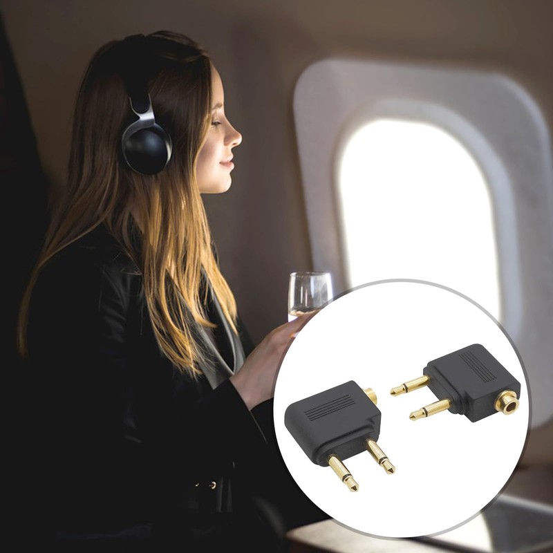 DWPVT 2pcs Airplane Airline Flight Adapters for Headphones, Flight Audio