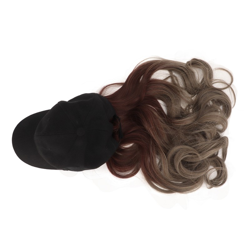 Baseball Cap Wig Women Fashionable Adjustable Hat Synthetic Long Wavy