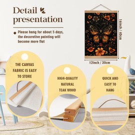 ZTGDA Vintage Hummingbird Wall Art, Floral Canvas Print with Wooden Hanger, Nature Home Decor (Colour-Butterfly02)