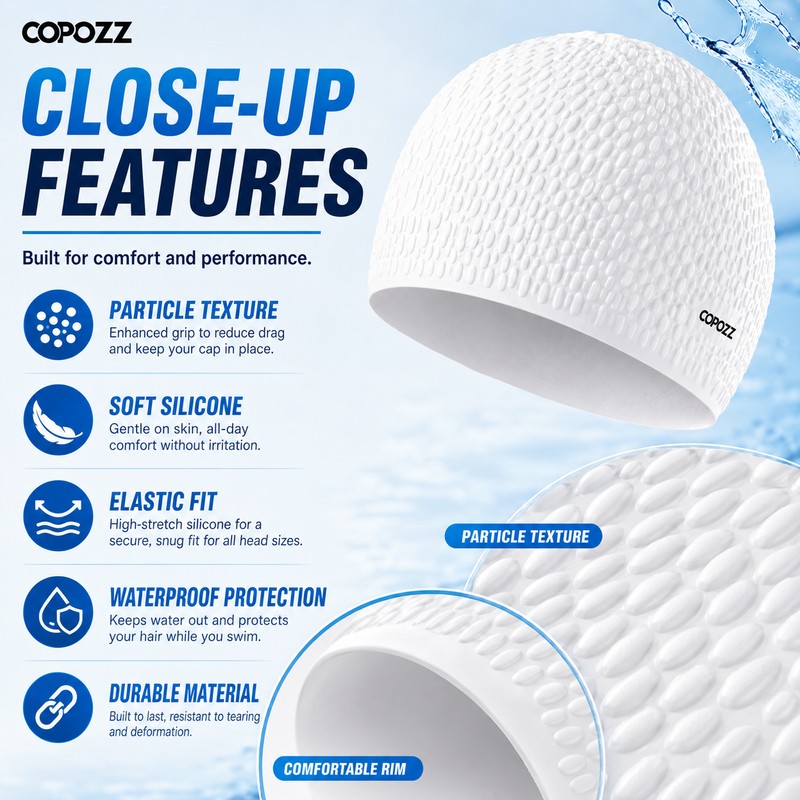 Silicone Swim Cap for Adults – Durable Waterproof Pool Hat