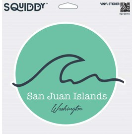 Squiddy San Juan Islands Washington Wave - Vinyl Sticker Decal for Phone, Laptop, Water Bottle (2.5" high)