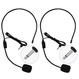 2pcs Microphone Headset Mic, 3.5mm Connector Jack Headset Microphone with Flexible Wired Boom for Voice Amplifier, Teachers, Speakers, Coaches, Presentations, Seniors and More