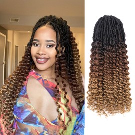 Toyotress Deep Wave Locs Crochet Hair - 22 Inch 8 Packs Curly Faux Locs Crochet Hair, 3 Tones Ombre Brown Ocean Wave Locs Pre-Looped Long Soft Locs Braiding Hair (22 Inch, OT30/27-8P)