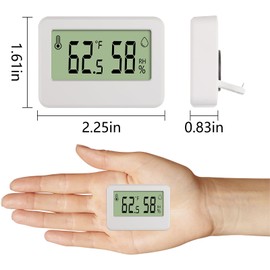 JUZITAO 2PCS Mini Digital Thermometer Hygrometer,Reptile Thermometer with Magnetic & Tablestand Indoor Temperature and Humidity Gauge Meter Monitor Fahrenheit (℉) for Home,Greenhouse(White)