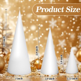 Christmas Paper Mache Cones, 3 Assorted Sizes Open Bottom Cone Cardboard Craft Cones for DIY Gnomes Trees Holiday Projects and Decorations (18)