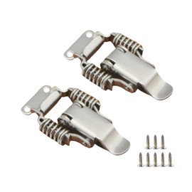 2pcs 304 Stainless Steel Double-Spring Telescopic Buckle, Toolbox Tension Spring Toggle Latch, Toolbox Hinge with Screws (Small)