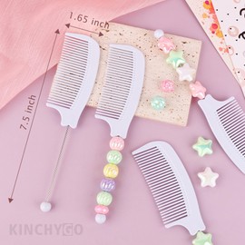 KINCHYGO, 10 Pack Beadable Hair Combs Beaded Rat Tail Comb With Black Bar for DIY Hair Stylist White