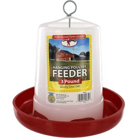 Little Giant® Plastic Hanging Poultry Feeder | Heavy Duty Automatic Feed Container for Poultry (Red, 3 Pound)