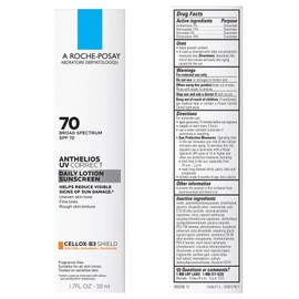 La Roche-Posay Anthelios UV Correct Sunscreen Moisturizer SPF 70, Daily Anti-Aging Face Moisturizer with Sunscreen and Niacinamide to Even Skin Tone & Fine Lines, Sun Protection for Sensitive Skin