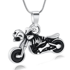 mingkejw Motorcycle Urn Necklace for Ashes Cremation Jewelry for Women Men Stainless Steel Motorbike Memorial Necklaces Ash Holder for Human Pets Keepsake Jewelry for Loved Ones with Fill Tool