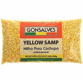 Gonsalves YELLOW SAMP Milho Para Cachupa (Dried Yellow HOMINY CORN) Net Wt/PESO LIQ 32 oz (2LB) 908g