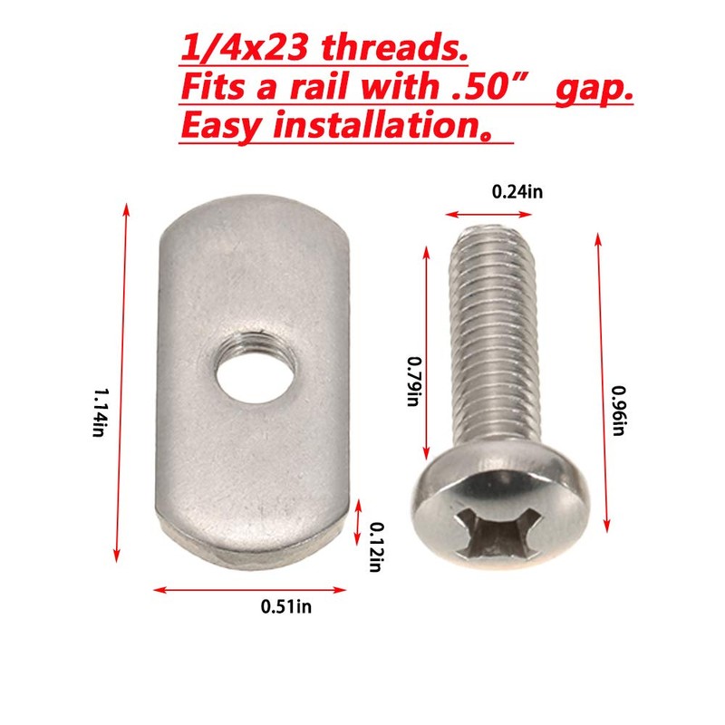 RANDDER 4 Pack Stainless Steel Kayak Rail/Track Screws & Track
