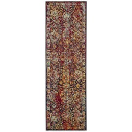 SAFAVIEH Crystal Collection CRS505F Boho Chic Oriental Distressed Non-Shedding Living Room Entryway Foyer Hallway Bedroom Runner, 2'2" x 7' , Navy / Orange