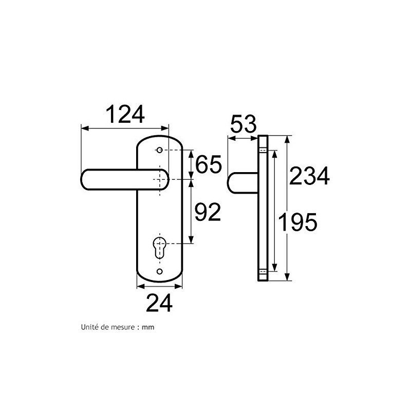 Handle on Plate Narrow White Key I Square 8 mm