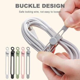 Organizador de Cables de Datos, Nuevo Bridas de Silicona, Organizador de Gestión de Cables Multiusos para Sujetar y Agrupar Cables (20PCS)