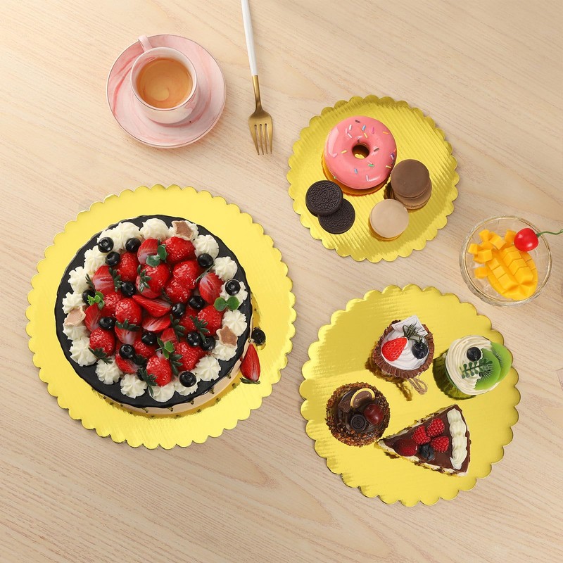RAMFIYN 20 Pack 12 Inch Cake Boards Gold Cardboard for