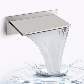 COXOVAY Wall Mount Bathtub Spout Waterfall Tub Faucet Modern Bathroom Tub Spout Wall Mounted Tub Sprayer High Flow Tub Filler Spout, Brushed Nickel