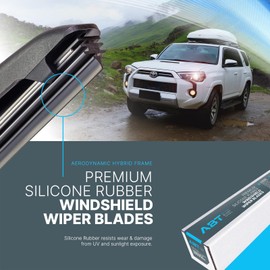 ABT 24 & 19 inch (Pack of 2) Premium Silicone Rubber Windshield Aero Hybrid Frame Wiper Blades All-weather Performance Universal Fit DIY Easy Installation Whisper Quiet OEM Quality J/U Hook -SDW2419