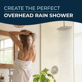HammerHead Showers Solid Metal 6 Inch Ceiling Mount Shower Arm and Flange with Set Screw, Straight Shower Arm for Rain Shower Head, Ceiling-Mounted Rain Shower Arm, Chrome