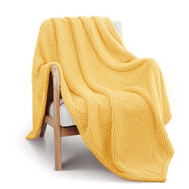 Whale Flotilla Extra Large Fuzzy Fleece Throw Blanket for Couch, 50x70 Inch Fluffy Warm Soft Jacquard Blankets for All Season, Lightweight and Cozy, Baby Yellow