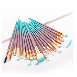 20pcs Makeup Brushes Set Eye Shadow Foundation Concealer Powder Eyebrow Eyeliner Eyelashes Lip Makeup Brushes Blending Cosmetic Beauty Tool Kit (20 BROWN/TRQ BRUSHES)