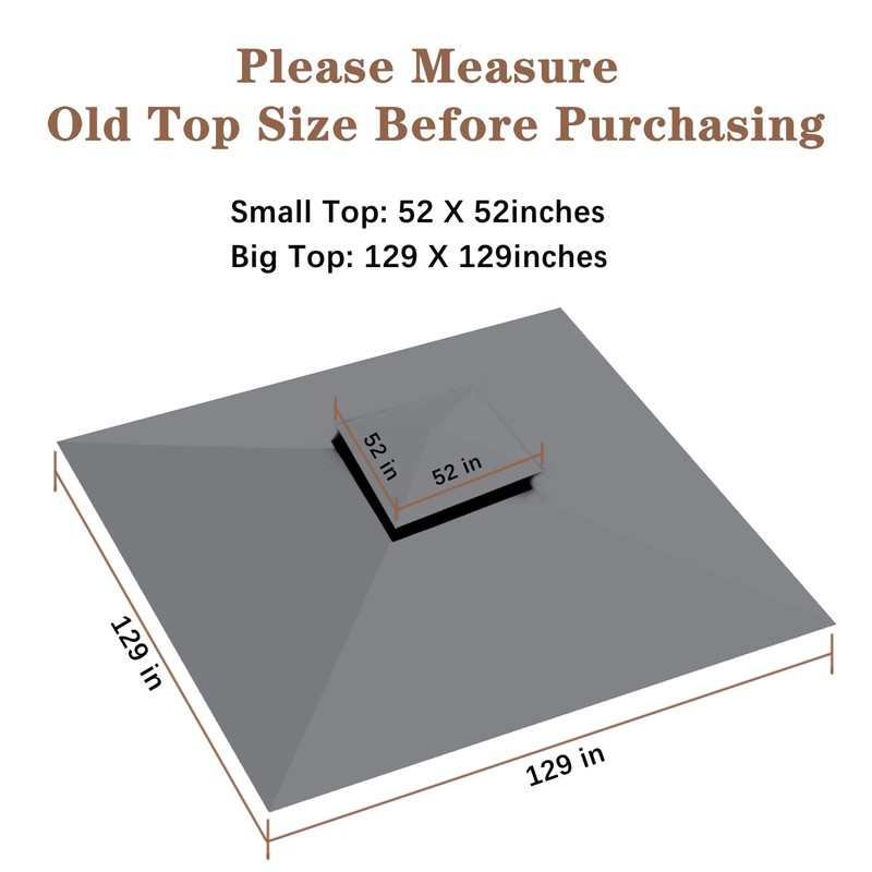SCOCANOPY Replacement roof for Target Madaga Gazebo Model L-GZ136PST,Grey
