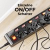 deleyCON deleyCON 6 Fach Steckdosenleiste Einzeln Schaltbar 1,4m Kabel (6X