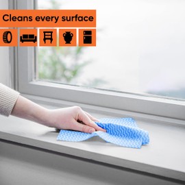 Superio Handy Wipes For Kitchen - Blue Reusable Multi-Purpose Heavy-Duty Cleaning cloth for house, Bathroom, and office. Disposable Dish Towel (5)