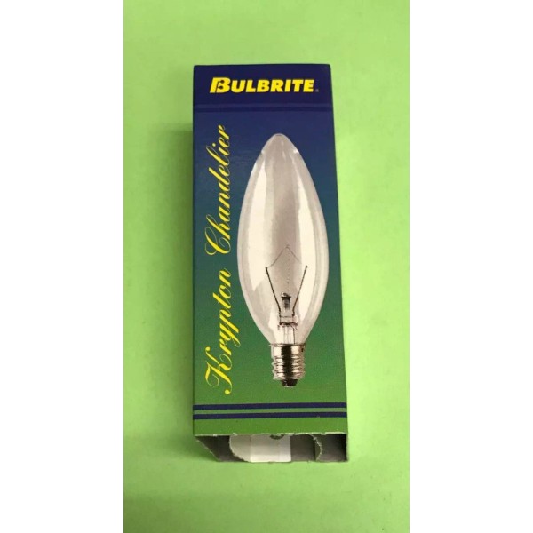 Bulbrite 15W Chandelier Light Bulb Clear Candle Base Dimmable 120V