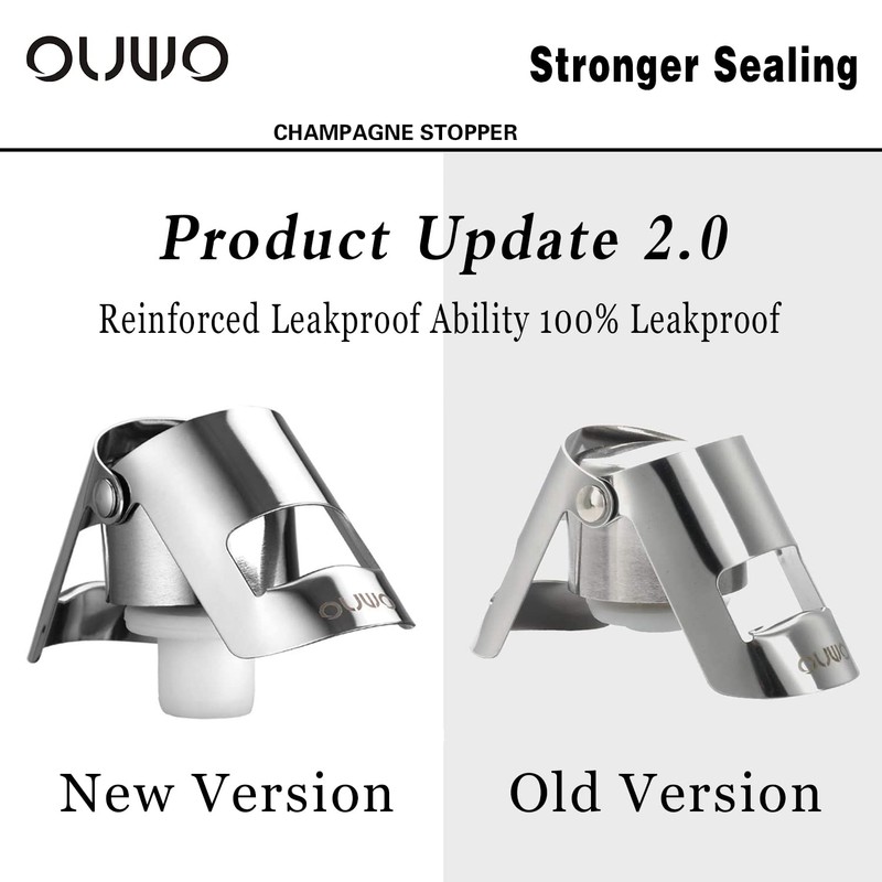 OUWO Champagne Stopper 6 Pack Stainless Steel Champagne Save with