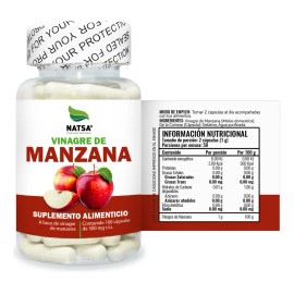 Vinagre De Manzana 100 Cápsulas Calidad Premium Natsa