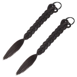 NOLITOY 2Pcs Synthetic Braided Ponytail Extension for Women Chic Long Braid with Hair Tie for Parties Cosplay and Daily Wear Natural Color Braid Extensions