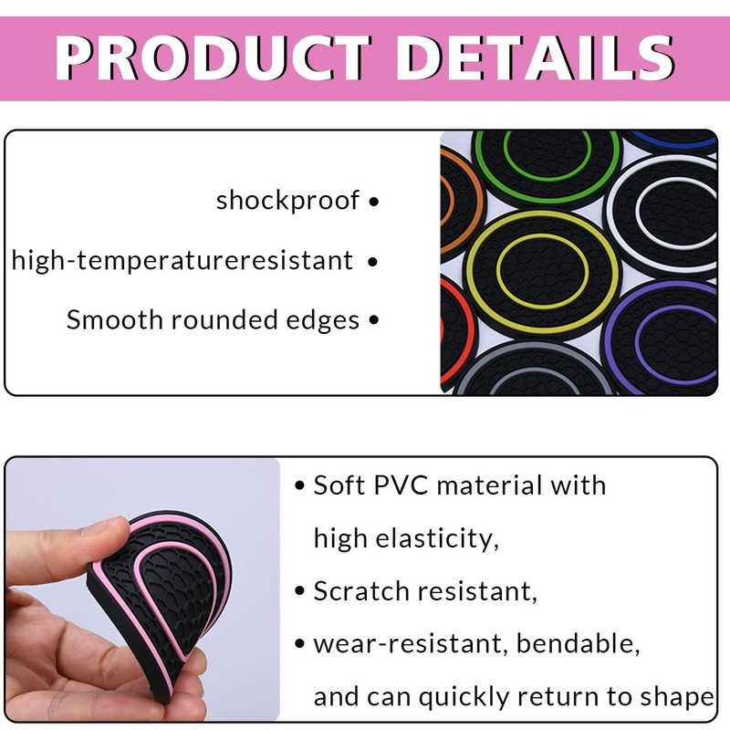 2 Pack Car Coasters for Cup Holder, 2.75 Inch Universal