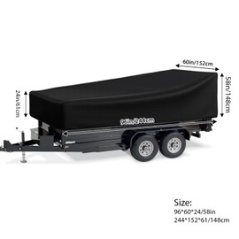 Utility Trailer Cover, Waterproof Dust Heavy Duty Dump Trailer Cover, 420D Heavy Duty Oxford Fabric, Dump & Utility Trailer Cover with ramp gate, Wind-Proof/Anti-UV (5 * 8,Black)