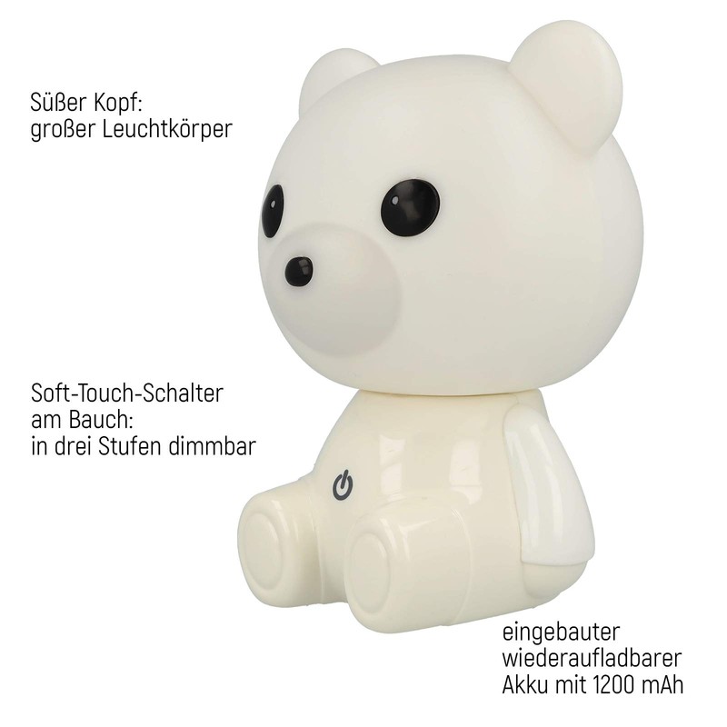 Westcott Lightbuddies Lampe Bär Bruno, LED-Nachtlicht für Kinder mit Akku
