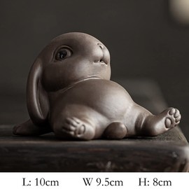 Hoobar Chinese Tea Pet Mini Rabbit Tea Pet Mini Ceramics Cute Rabbit tea Pet for Kungfu Tea Tray Desk Ornament for Kungfu Tea Table (Zisha 3)