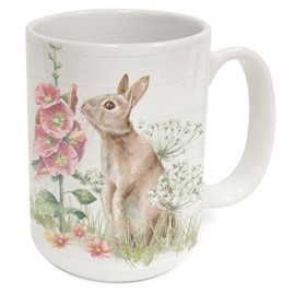 Highland Home Bunny Garden 15 oz. Ceramic Mug Manufactured in the USA Dishwasher Safe Microwave Safe