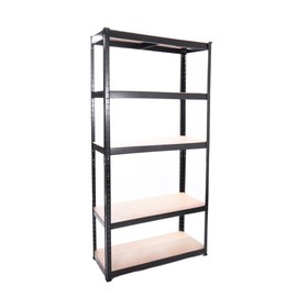 Panana 5 Tier Racking Shelf 59x27.5x11.8 inch Garage Shelving Storage Shelves Unit 1.5M Higher Workshop/Commercial/Industrial/Kitchen Utility Rack Shelf Organizer (Black, 150X70X30CM)