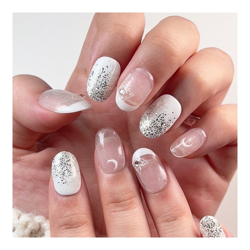 Butterfly handmade nail tips - Almond Egg / 버터플라이 수제네일팁