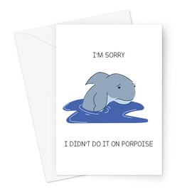 LEMON LOCO I'm Sorry I Didn't Do It On Porpoise Greeting Card | Funny Pun Apology Card, Joke Sorry Card, Sorry Looking Porpoise Card, Forgive Me Card