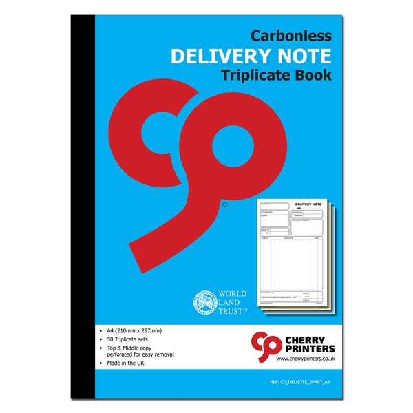Cherry Carbonless Delivery Note Triplicate Book A4 | 3 Part