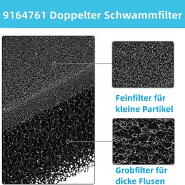 Dryer Filter for Miele T1 9164761 Heat Pump Dryer, Fine/Coarse 207 x 157 x 30 mm, Replacement Sponge Filter for Heat Pump Dryers