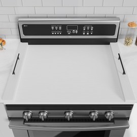 Noodle Board Stove Top Covers - White Wooden Stove Cover with Handles for Gas Burners & Electric Stove - 30 x 22 inches Kitchen Counter Extension