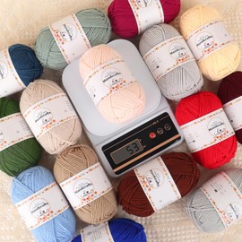 Aeelike 600 g (12 x 50 g) Yarn, Cotton Yarn for Crochet, Knitting Yarn, Polyacrylic Crochet Yarn, Colourful for Knitting, Crochet and Crafts, 5-Ply Acrylic Wool Set, Cotton for Beginners