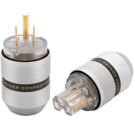 Preffair Audio Power Plug Brass 3 Pin Power Connector 15A/ 125V 10A/ 250V DIY Power Plug 18MM Wire Applied Audio Power Plug IEC320C13 Connector Pair High End Audio Grade AC Power Plug for Audio Cable,