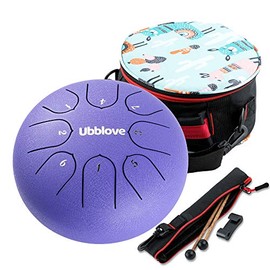 Ubblove Steel Tongue Drum 6 inch 8 Notes Handpan Tank Drum C Key Percussion Instrument with Mallets, Bag, Music Book for Meditation Entertainment Musical Education Concert Yoga Gift ( Purple 6 inch )