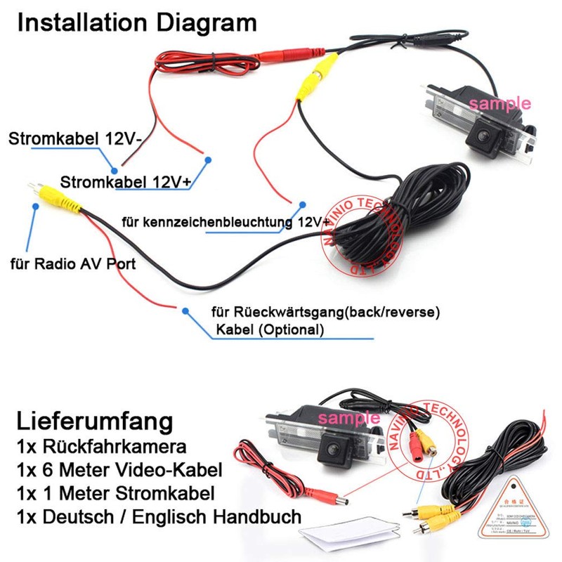 170° Reversible Vehicle-Specific Handle Strip Camera Integrated in Case Handle