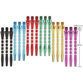 BIPY 48Pcs Dart Shafts and Flights Set in 18Pcs Aluminum 2BA Medium Stems and 30Pcs 2D Flight Metal Dart Accessories Kit