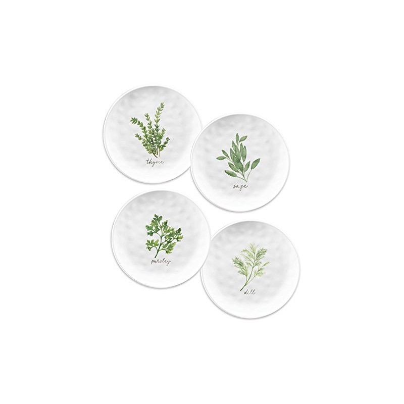 BUZZ SET OF 4 - Melamine WHITE GARDEN HERBS Side